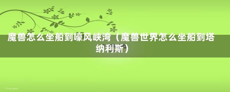 魔兽怎么坐船到嚎风峡湾（魔兽世界怎么坐船到塔纳利斯）