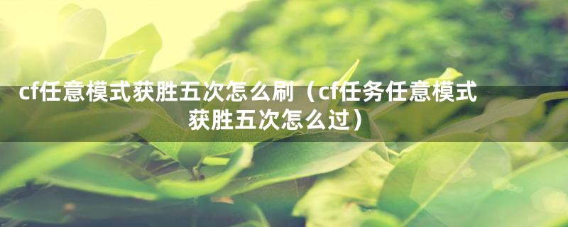 cf任意模式获胜五次怎么刷（cf任务任意模式获胜五次怎么过）