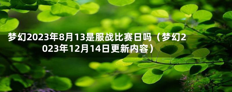 梦幻2023年8月13是服战比赛日吗（梦幻2023年12月14日更新内容）