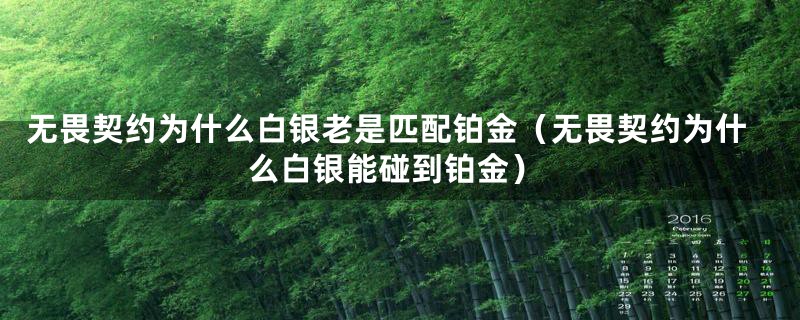 无畏契约为什么白银老是匹配铂金（无畏契约为什么白银能碰到铂金）