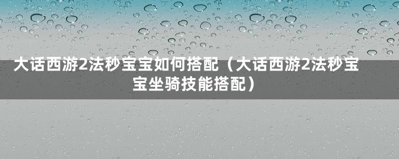 大话西游2法秒宝宝如何搭配（大话西游2法秒宝宝坐骑技能搭配）