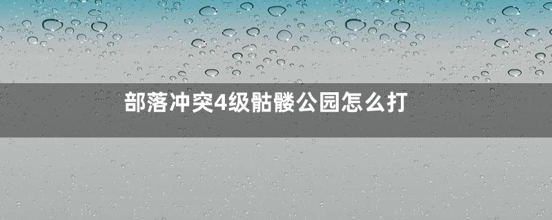 部落冲突4级骷髅公园怎么打