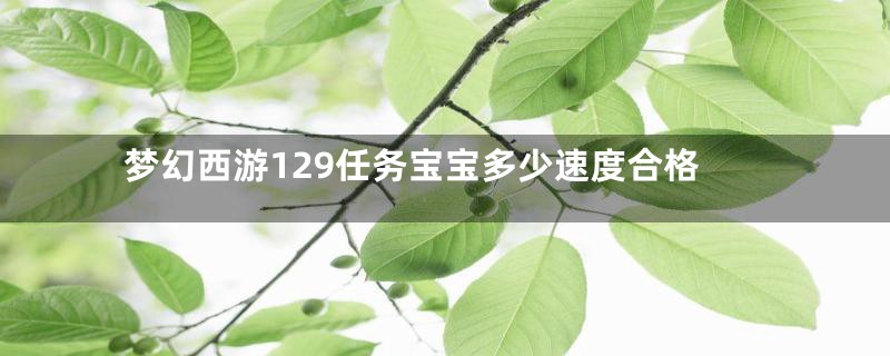 梦幻西游129任务宝宝多少速度合格