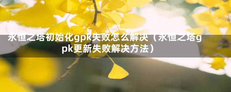 永恒之塔初始化gpk失败怎么解决（永恒之塔gpk更新失败解决方法）