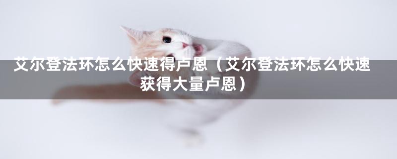 艾尔登法环怎么快速得卢恩（艾尔登法环怎么快速获得大量卢恩）