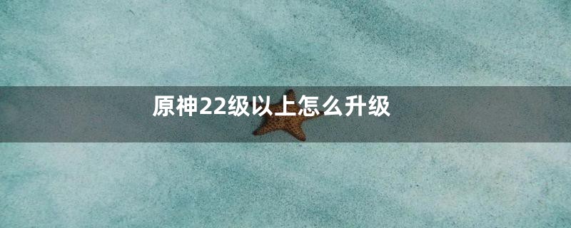 原神22级以上怎么升级