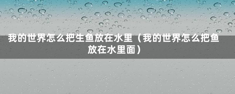 我的世界怎么把生鱼放在水里（我的世界怎么把鱼放在水里面）