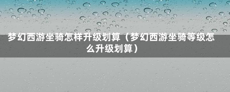 梦幻西游坐骑怎样升级划算（梦幻西游坐骑等级怎么升级划算）