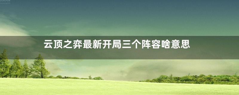 云顶之弈最新开局三个阵容啥意思