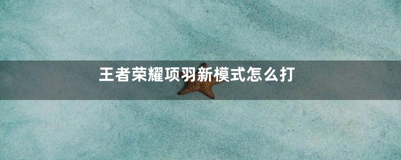 王者荣耀项羽新模式怎么打