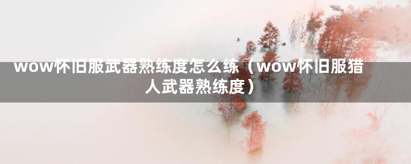 wow怀旧服武器熟练度怎么练（wow怀旧服猎人武器熟练度）