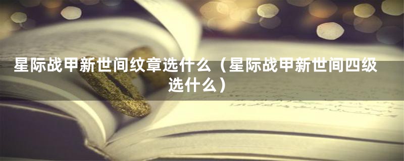 星际战甲新世间纹章选什么（星际战甲新世间四级选什么）