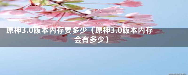 原神3.0版本内存要多少（原神3.0版本内存会有多少）