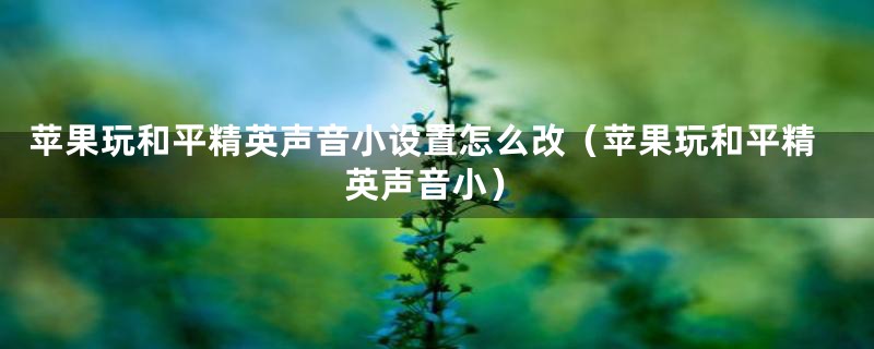 苹果玩和平精英声音小设置怎么改（苹果玩和平精英声音小）