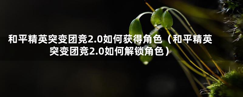 和平精英突变团竞2.0如何获得角色（和平精英突变团竞2.0如何解锁角色）