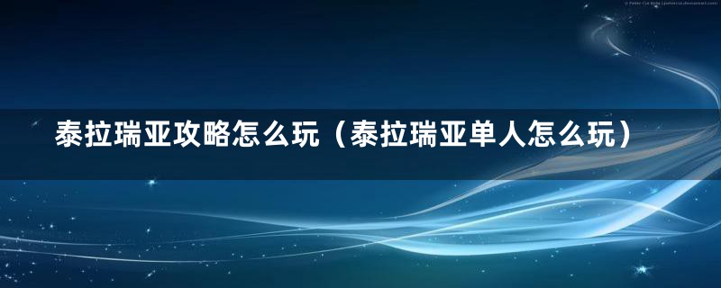 泰拉瑞亚攻略怎么玩（泰拉瑞亚单人怎么玩）