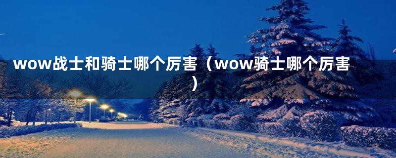 wow战士和骑士哪个厉害（wow骑士哪个厉害）