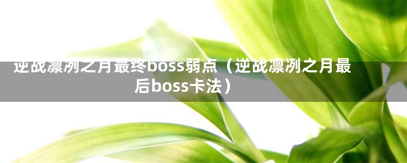 逆战凛冽之月最终boss弱点（逆战凛冽之月最后boss卡法）