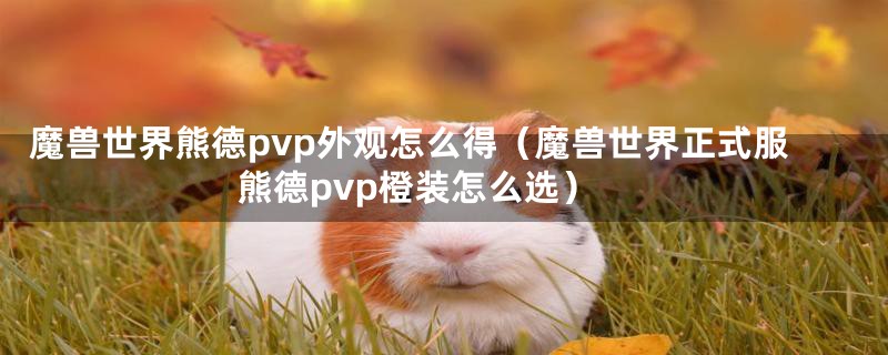 魔兽世界熊德pvp外观怎么得（魔兽世界正式服熊德pvp橙装怎么选）