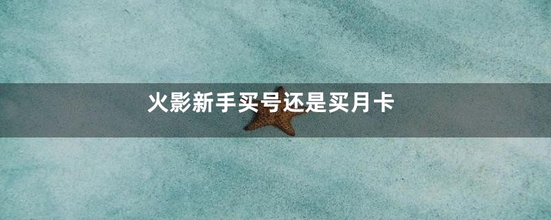 火影新手买号还是买月卡