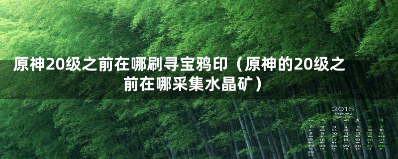 原神20级之前在哪刷寻宝鸦印（原神的20级之前在哪采集水晶矿）