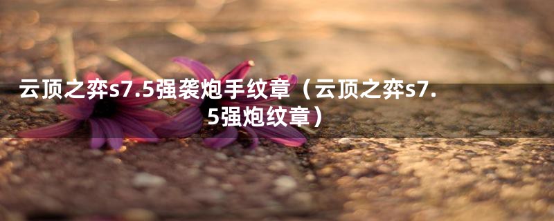 云顶之弈s7.5强袭炮手纹章（云顶之弈s7.5强炮纹章）