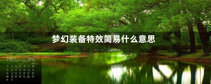 梦幻装备特效简易什么意思