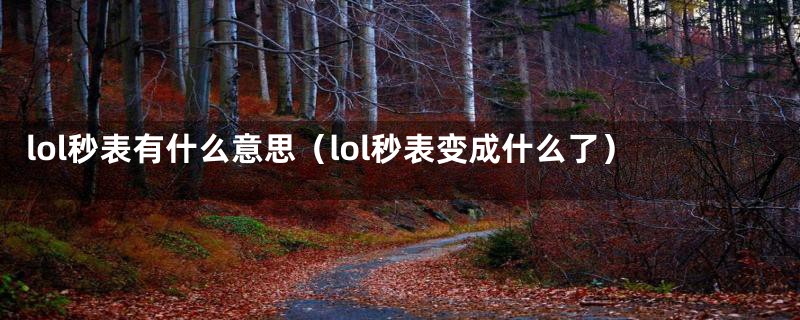 lol秒表有什么意思（lol秒表变成什么了）