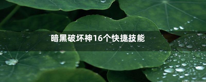 暗黑破坏神16个快捷技能