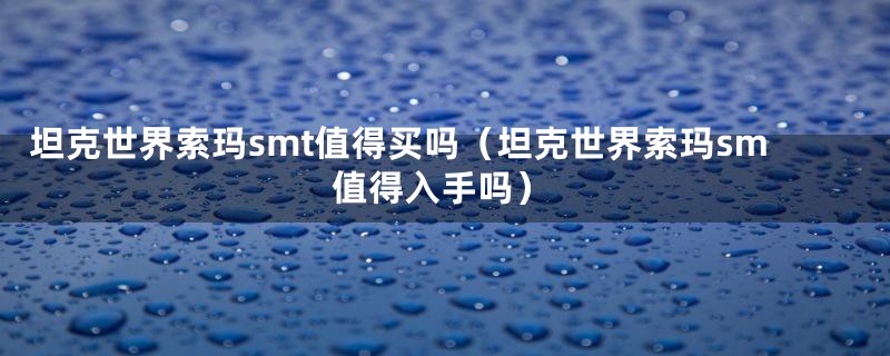 坦克世界索玛smt值得买吗（坦克世界索玛sm值得入手吗）