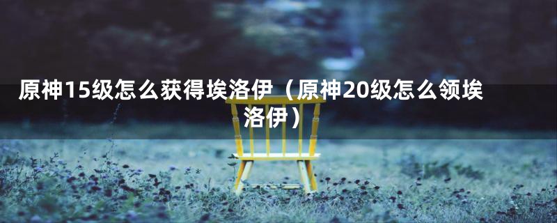 原神15级怎么获得埃洛伊（原神20级怎么领埃洛伊）