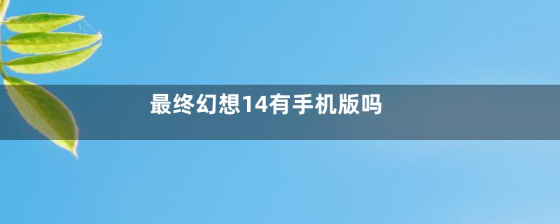 最终幻想14有手机版吗