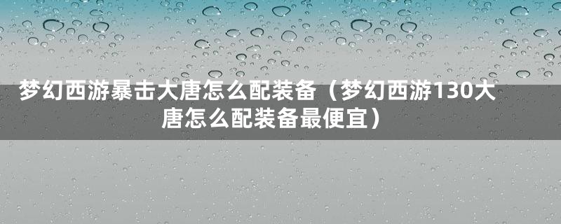 梦幻西游暴击大唐怎么配装备（梦幻西游130大唐怎么配装备最便宜）