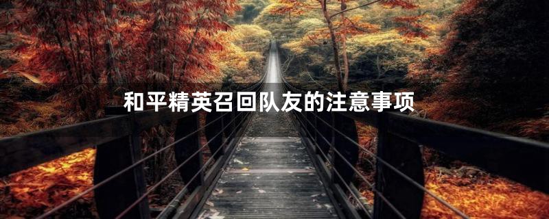 和平精英召回队友的注意事项