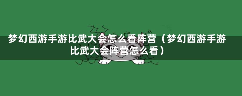 梦幻西游手游比武大会怎么看阵营（梦幻西游手游比武大会阵营怎么看）