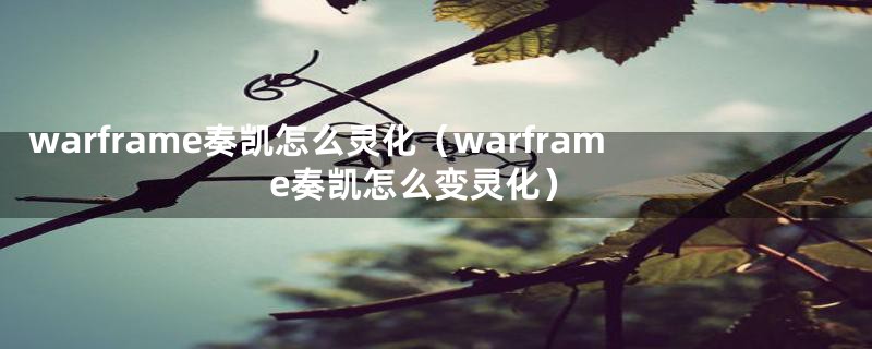 warframe奏凯怎么灵化（warframe奏凯怎么变灵化）