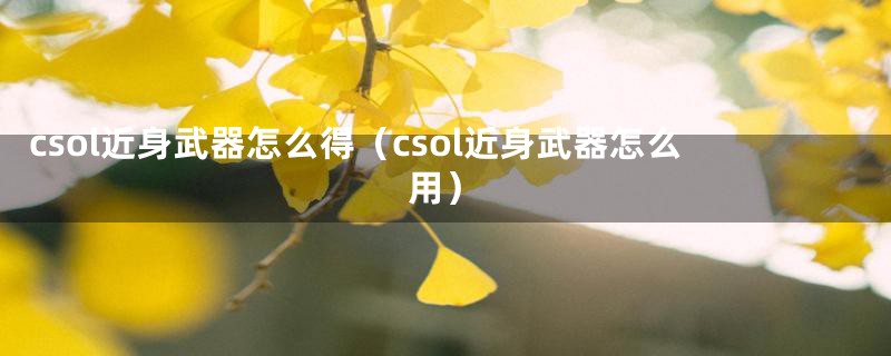 csol近身武器怎么得（csol近身武器怎么用）