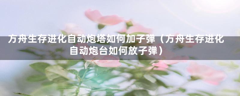 方舟生存进化自动炮塔如何加子弹（方舟生存进化自动炮台如何放子弹）