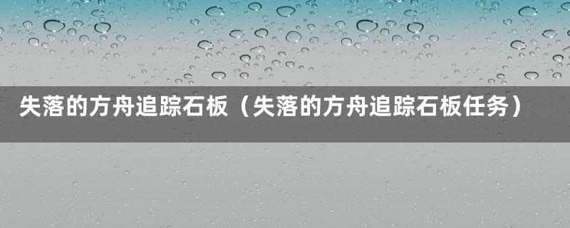 失落的方舟追踪石板（失落的方舟追踪石板任务）