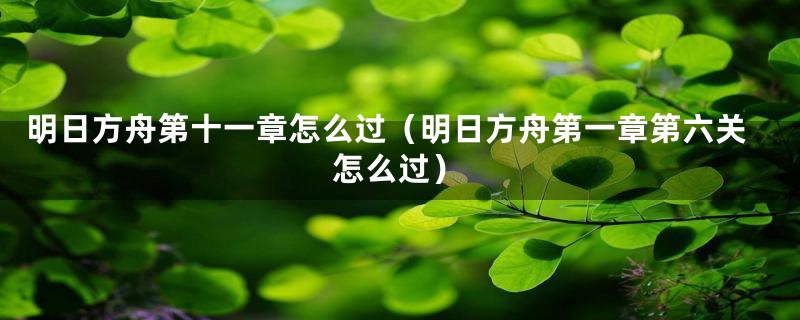 明日方舟第十一章怎么过（明日方舟第一章第六关怎么过）