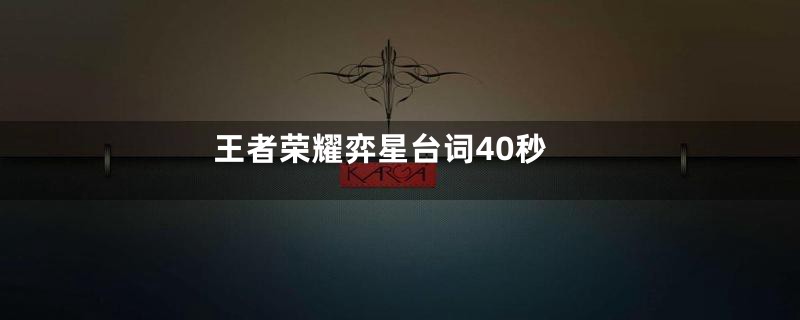 王者荣耀弈星台词40秒