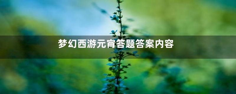 梦幻西游元宵答题答案内容