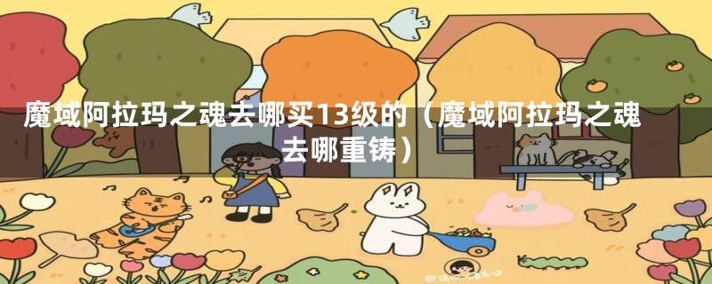 魔域阿拉玛之魂去哪买13级的（魔域阿拉玛之魂去哪重铸）