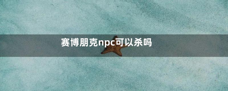 赛博朋克npc可以杀吗