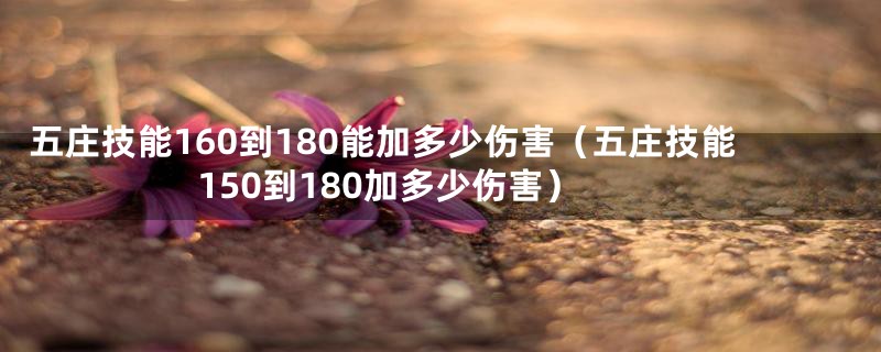 五庄技能160到180能加多少伤害（五庄技能150到180加多少伤害）