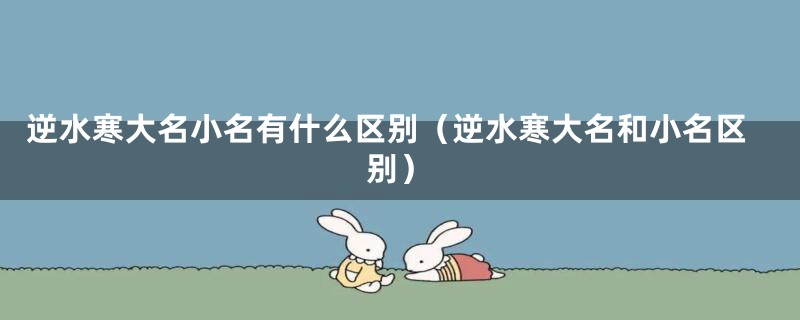 逆水寒大名小名有什么区别（逆水寒大名和小名区别）