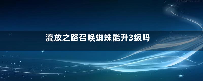 流放之路召唤蜘蛛能升3级吗