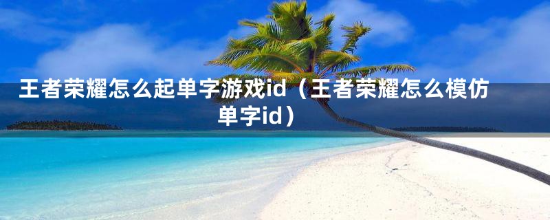 王者荣耀怎么起单字游戏id（王者荣耀怎么模仿单字id）