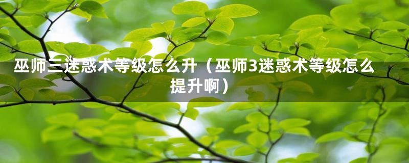 巫师三迷惑术等级怎么升（巫师3迷惑术等级怎么提升啊）