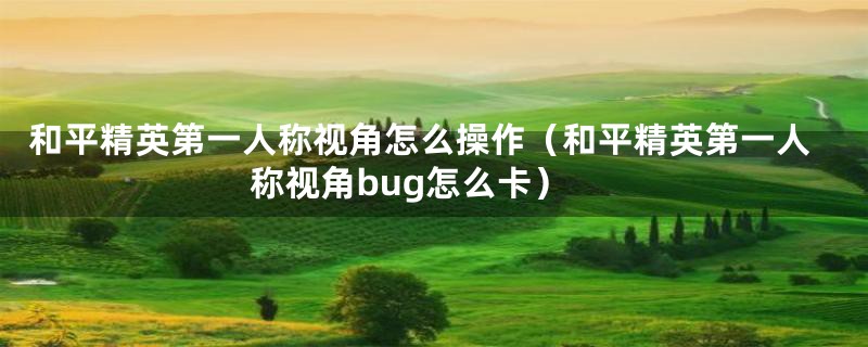 和平精英第一人称视角怎么操作（和平精英第一人称视角bug怎么卡）